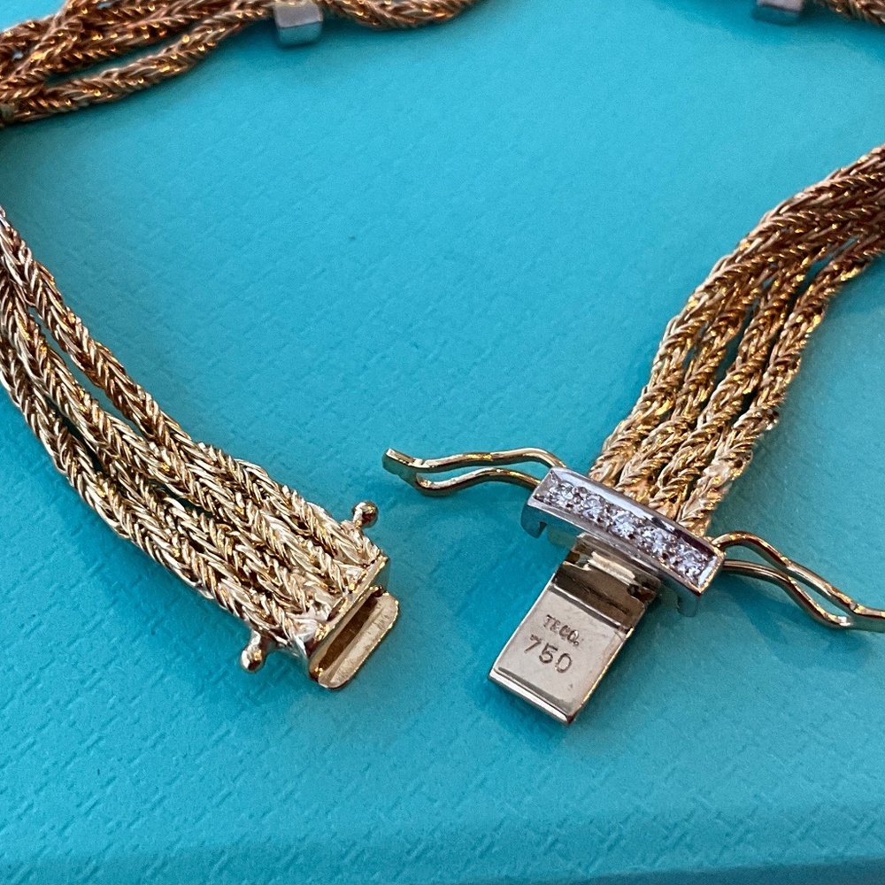 TIFFANY & CO. Vintage 18k Gold & Diamond Rope Bracelet - Picture 6 of 13